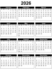 Årskalender 2026