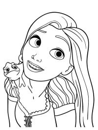 Kameleon på skuldrene til Rapunzel