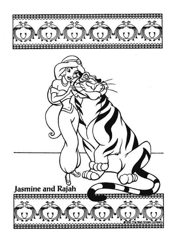 Jasmin og tiger Rajah Fargeleggingsside