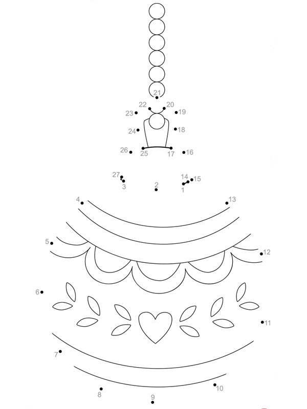 Julepynt prikk til prikk Fargeleggingsside