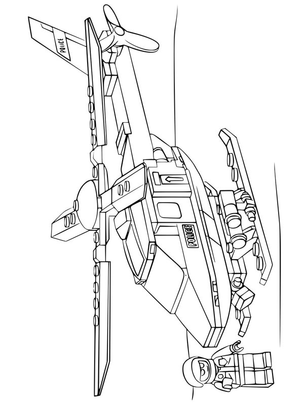 LEGO politi helikopter Fargeleggingsside